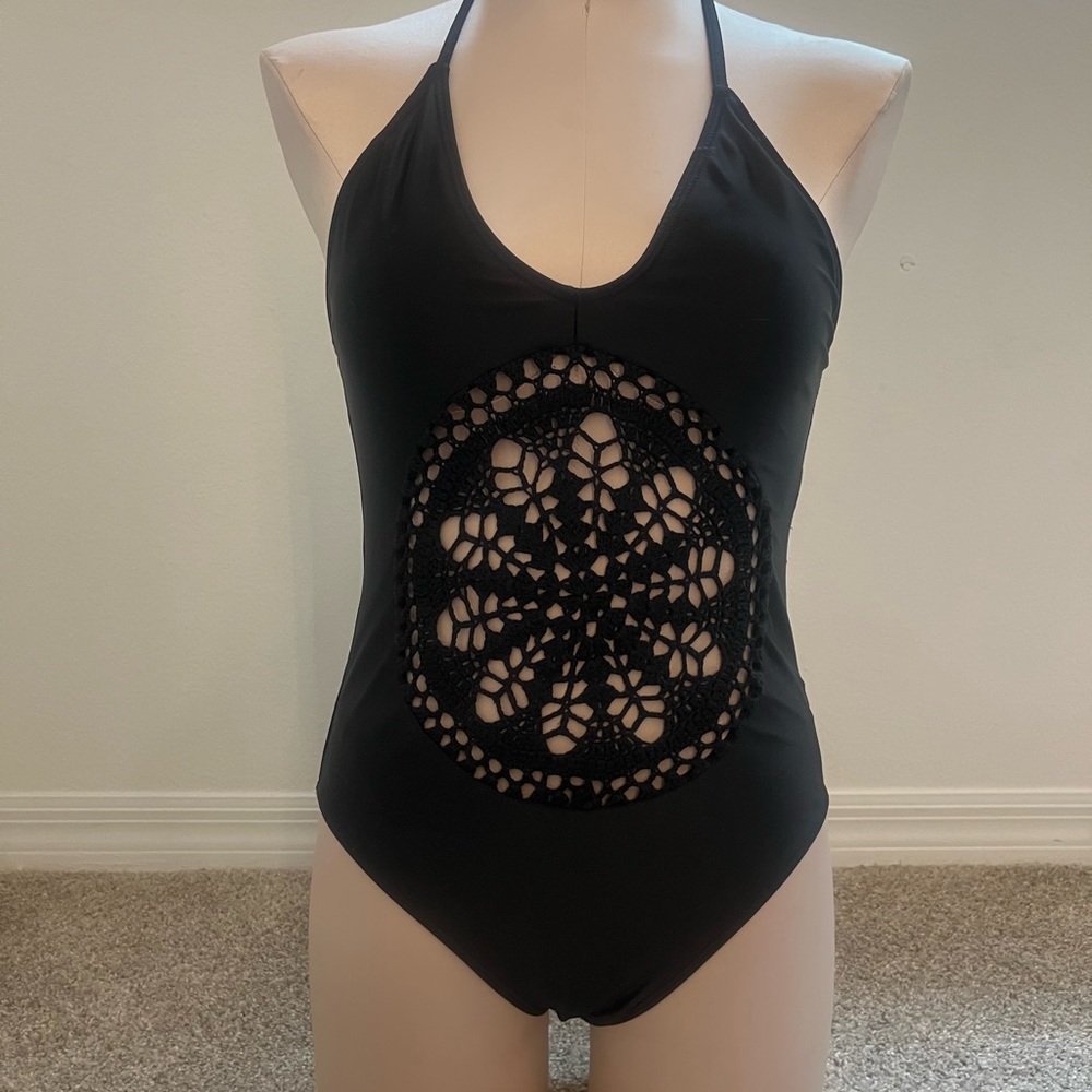 Black one piece bathing suit